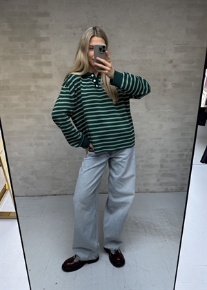 Adanne stripe polo bluse Green/Salvie Boii Studios 